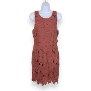 ASTR the Label Floral Lace Sleeveless Sheath Dress Pink Woodrose size Small